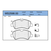 Колодки тормозные дисковые Jeenice, комплект на ось (4 шт), арт. WS2598.00