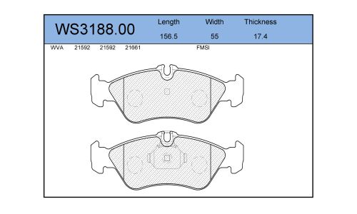 Колодки тормозные дисковые Jeenice, комплект на ось (4 шт), арт. WS3188.00