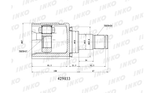ШРУС INKO, внутренний, арт. 429033