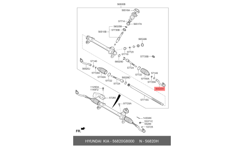 Наконечник рулевой тяги | лев Hyundai/Kia, арт. 56820-G8000