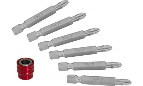 Набор бит Ombra, посадочный размер HEX1/4", наконечники PH2, длина 50мм, комплект 7 предметов, арт. 951406