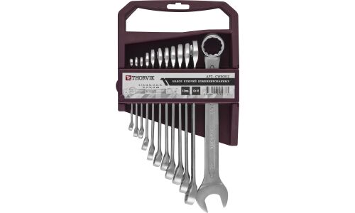 Набор комбинированных ключей Thorvik с держателем, от 6мм до 22мм, комплект 12 предметов, арт. CWS0012