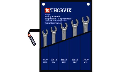 Набор разрезных ключей Thorvik, от 8мм до 19мм, в сумке, комплект 5 предметов, арт. FNWS005