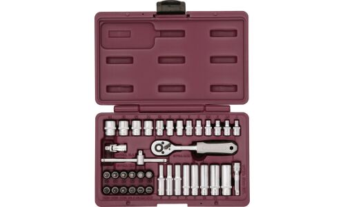 Набор торцевых головок Thorvik с трещоткой, под размер 1/4", комплект 38 предметов, арт. UTS0038