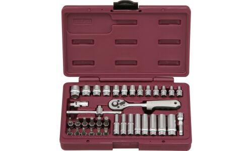 Набор торцевых головок Thorvik с трещоткой, под размер 1/4", комплект 38 предметов, арт. UTS0038