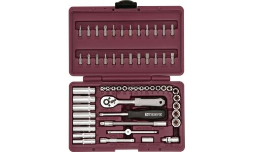 Набор торцевых головок Thorvik с трещоткой, под размер 1/4", комплект 57 предметов, арт. UTS0057