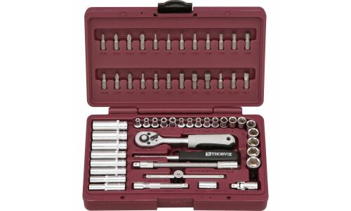 Набор торцевых головок Thorvik с трещоткой, под размер 1/4", комплект 57 предметов, арт. UTS0057