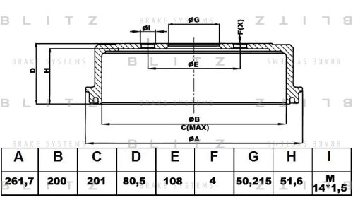 Барабан тормозной Blitz, арт. BT0109