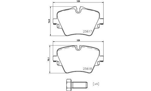 Колодки тормозные дисковые Brembo, комплект на ось (4 шт), арт. P06093
