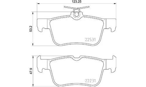 Колодки тормозные дисковые Brembo, задние, комплект на ось (4 шт), арт. P 24 175