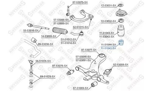 Отбойник аморт. зад. Hyundai Getz 02> | прав/лев Stellox, арт. 11-51042-SX