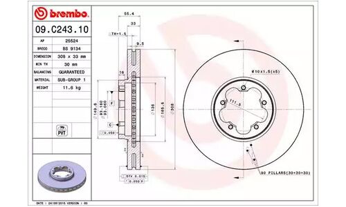 Диск тормозной Brembo, арт. 09C24310