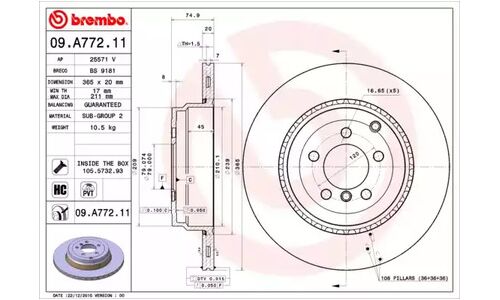Диск тормозной Brembo, арт. 09A77211