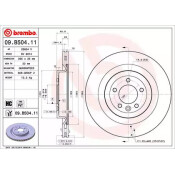 Диск тормозной Brembo, задний, правый/левый, 1 шт, арт. 09.B504.11