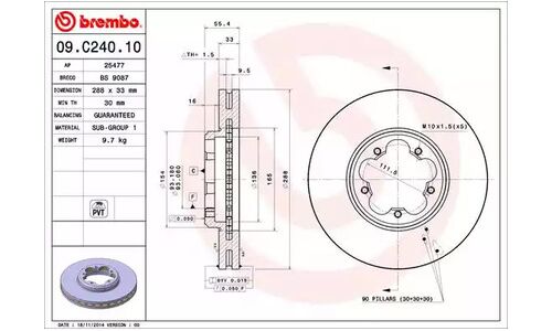 Диск тормозной Brembo, арт. 09C24010