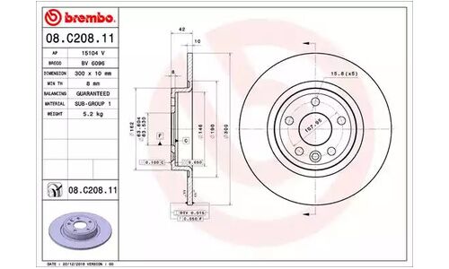 Диск тормозной Brembo, арт. 08C20811