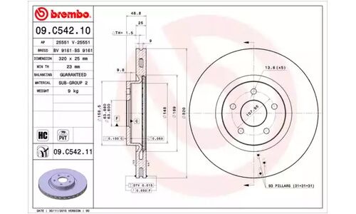 Диск тормозной Brembo, арт. 09C54211
