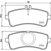 Колодки тормозные дисковые Brembo, комплект на ось (4 шт), арт. P50132