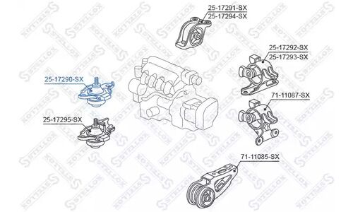 Опора двигателя правая Honda Jazz/Fit G | перед Stellox, арт. 25-17290-SX