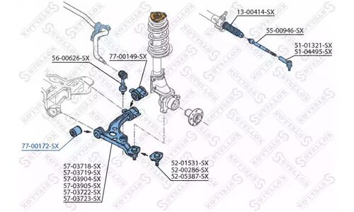 Сайлентблок переднего рычага Stellox, для Fiat Ducato, арт. 77-00172-SX