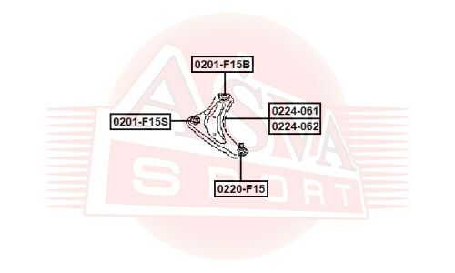 Рычаг подвески Asva, передний, нижний, левый, арт. 0224-062