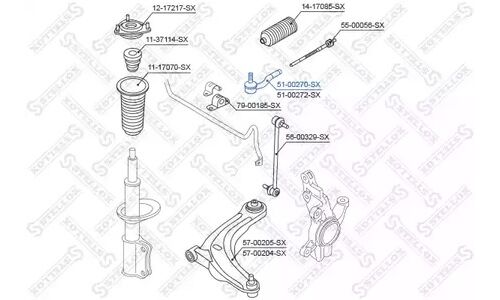 Наконечник рулев. левый Mazda 2 1.3-1.5 Stellox, арт. 51-00270-SX