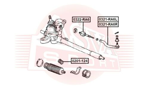 Наконечник рулевой тяги Asva, арт. 0321-RA6L