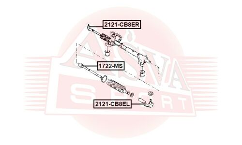 Наконечник рулевой тяги Asva, левый, арт. 2121-CB8EL