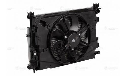 Радиатор охлаждения двигателя Luzar, с конденсером и вентилятором, для Lada Vesta, Renault Logan, арт. LRK 0978