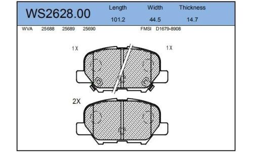 Колодки тормозные дисковые JEENICE, комплект на ось (4 шт), арт. WS2628.00