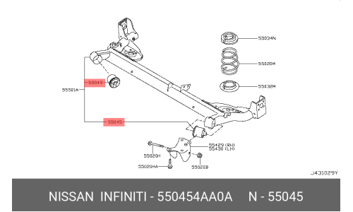 Сайлентблок подрамника Nissan, арт. 55045-4AA0A
