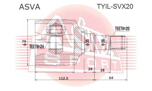 ШРУС внутренний | перед лев Asva, арт. TYIL-SVX20