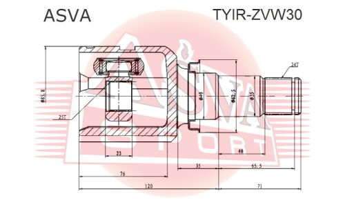 ШРУС Asva, передний, правый, внутренний, арт. TYIR-ZVW30