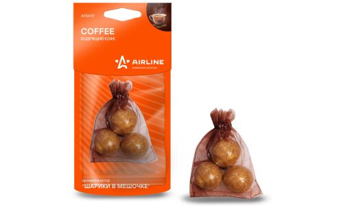 Ароматизатор подвесной Airline «Шарики в мешочке» Coffee (Бодрящий кофе), полимерный, арт. AFSH117