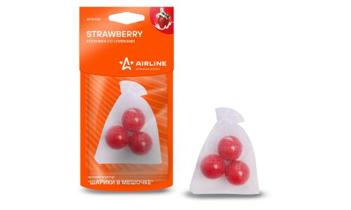Ароматизатор подвесной Airline «Шарики в мешочке» Strawberry (Клубника со сливками), полимерный, арт. AFSH120