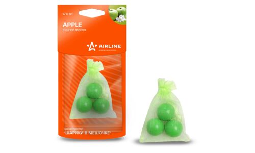Ароматизатор подвесной Airline «Шарики в мешочке» Apple (Сочное яблоко), полимерный, арт. AFSH121