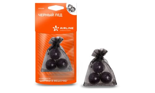 Ароматизатор подвесной Airline «Шарики в мешочке» Black Ice (Чёрный лёд), полимерный, арт. AFSH115