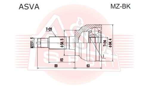 ШРУС Asva, передний, внешний, арт. MZ-BK