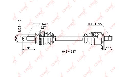 Привод в сборе LYNXauto, передний, левый, арт. CD-1058A