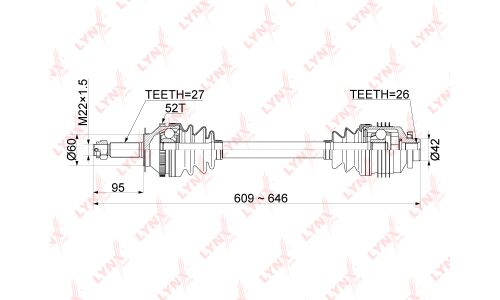 Привод в сборе LYNXauto, передний, правый, арт. CD-1059A