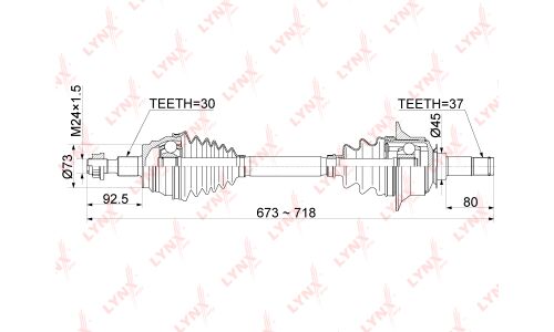 Привод в сборе LYNXauto, передний, левый, арт. CD-1082