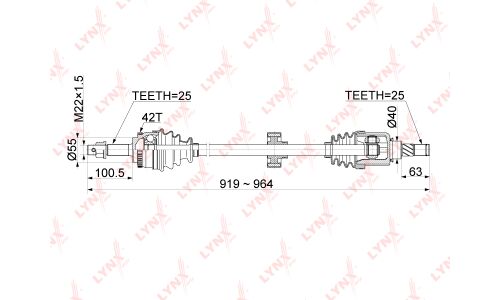 Привод в сборе LYNXauto, передний, правый, арт. CD-1090A