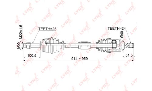 Привод в сборе LYNXauto, передний, правый, арт. CD-1092