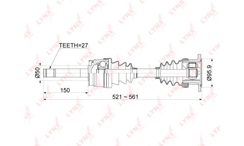 Привод в сборе LYNXauto, передний, арт. CD-1117