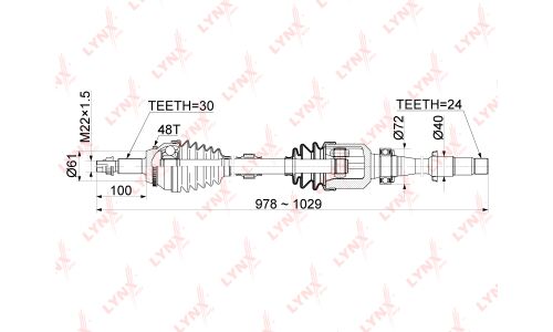 Привод в сборе LYNXauto, передний, правый, арт. CD-1151A