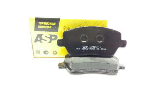 Колодки тормозные дисковые ASP, передние, комплект на ось (4 шт), арт. K270201