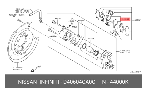 Колодки тормозные | зад Nissan, арт. D40604CA0C