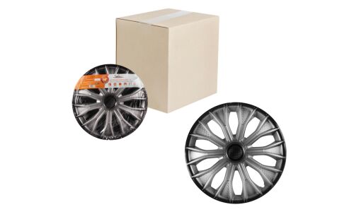 Колпаки на колеса Airline Волтек +, 14", серебристо-черные, под карбон, 2шт, арт. AWCC-14-15