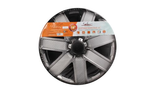 Колпаки на колеса Airline Гелакси +, 14", серебристо-черные, под карбон, 2шт, арт. AWCC-14-20