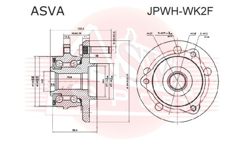 Ступица колеса Asva, передняя, арт. JPWH-WK2F